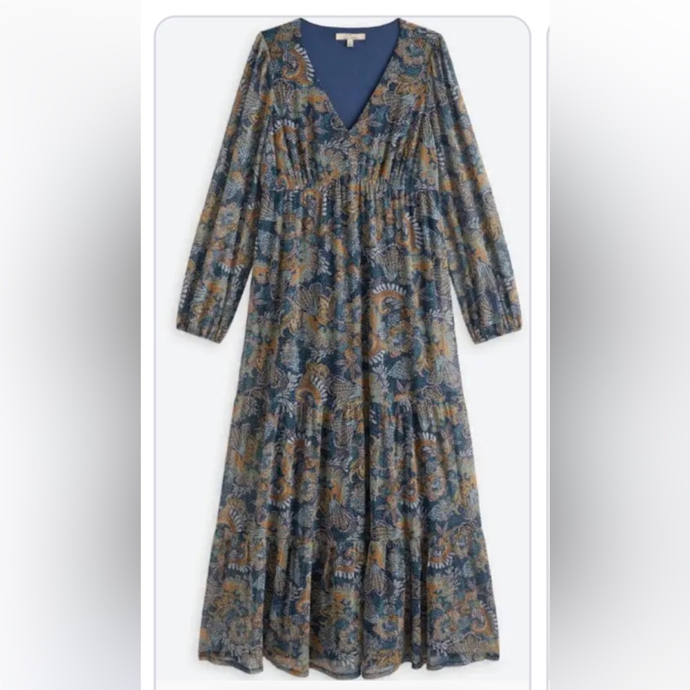 NWT Navy Print Long Sleeve Dress 2X